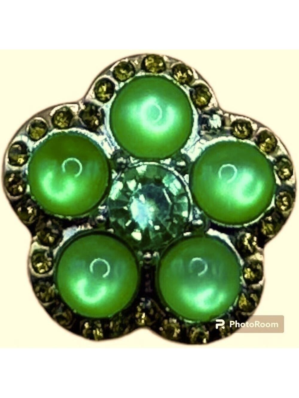 Ginger Snap #220 “Green Pearls & Gems”For 18mm Snap Jewelry! Please SEE VIDEO!